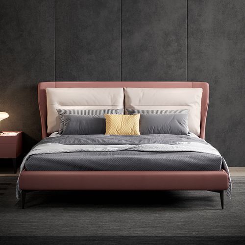 吉斯真皮床18米现代简约主卧双人床意式极简轻奢家具软包床皮床