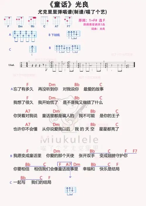 光良童话尤克里里谱