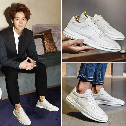 秋季男鞋子潮明星鹿晗同款小白鞋文艺白色板鞋男2019新款韩版百搭