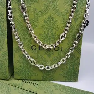正品代购 gucci/古驰项链silver jewelry 互扣式双g古巴链925纯银