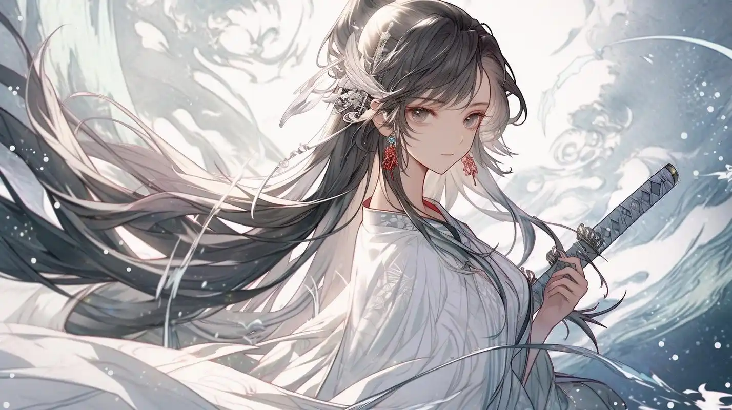 电脑壁纸# #二次元美图# #美女# #二次元# #古风美女# 一人一剑,男行