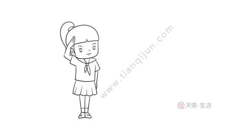 少先队员简笔画 少先队员的画法如何画人敬礼小学生简笔画敬礼背影简