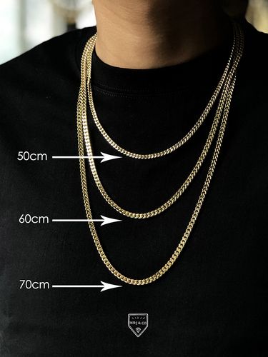 黄金项链男士侧身链999足金5g金素链粗金50厘米女款古巴链80cm重约63