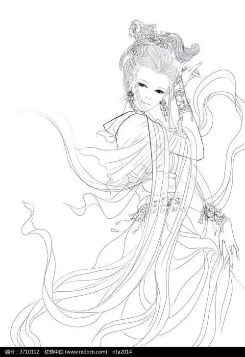 古代少女动漫简笔画