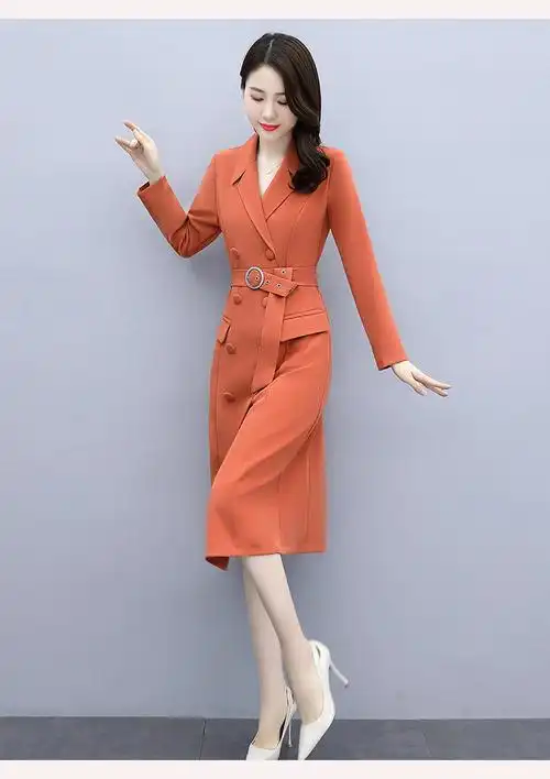 佰蓝娇连衣裙2020秋装新款秋季女装春秋时尚气质修身遮肚子显瘦女士v