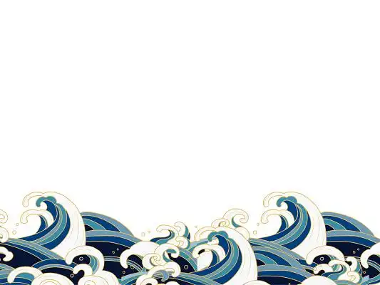 蓝色卡通中国风国潮浪花海浪元素png素材