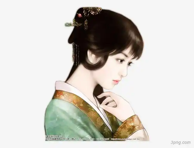 古风美女侧面低头