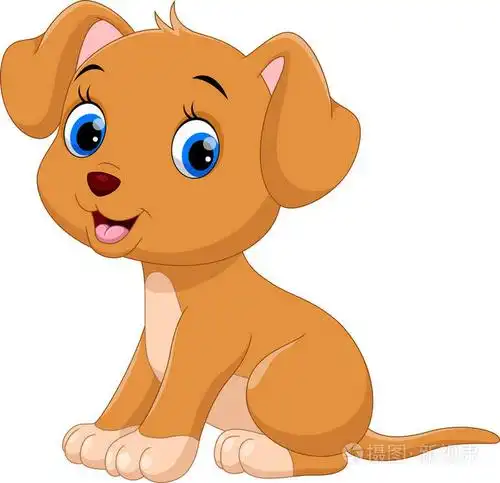 可爱的小狗卡通在白色背景下隔离