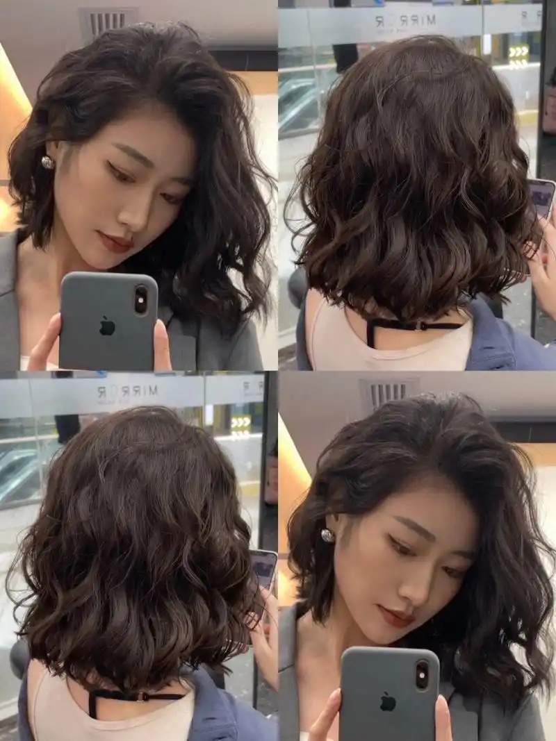 女生中短发烫发02减龄发型 蓬松烫发 蛋卷头02      女生短发烫发