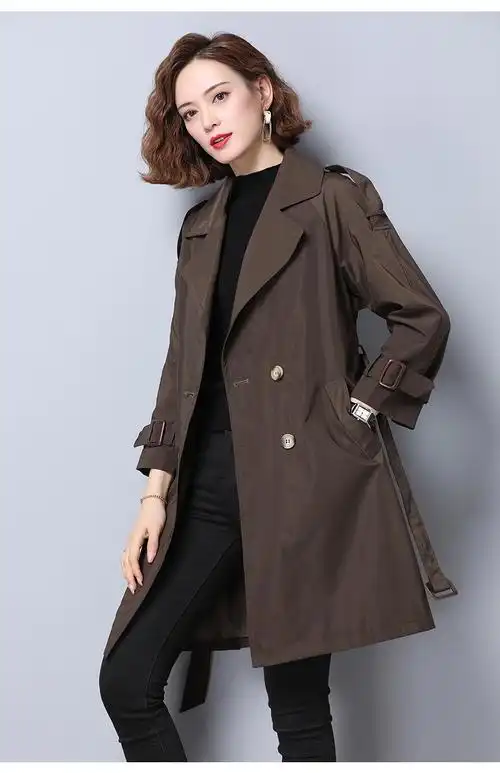 恒源祥女士风衣2020新款纯色女中长款秋季韩版气质时尚风衣外套