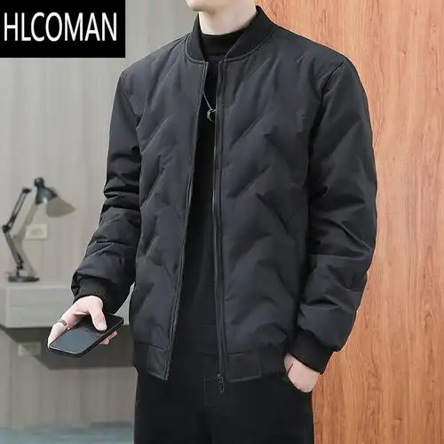 hlcoman棒球领羽绒棉袄男士潮流韩版外套短款青年棉服p暖时尚棉衣