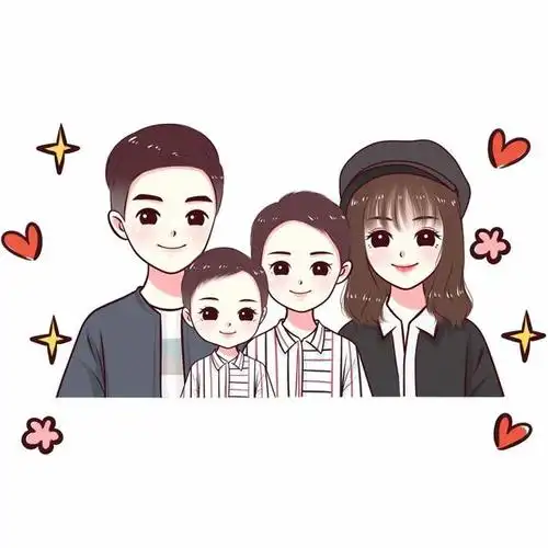 家有两个儿子的一家四口头像,一个负责古灵精怪,另一个负责成熟关怀