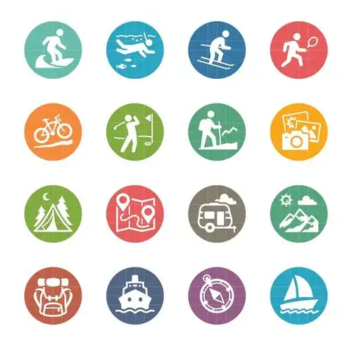 彩色系列-旅游旅行主题矢量图标v4 tourism & travel icons set 4 –