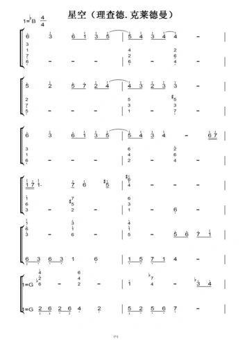 克莱德曼) 初学者演奏版 钢琴双手简谱 钢琴谱 钢琴简谱