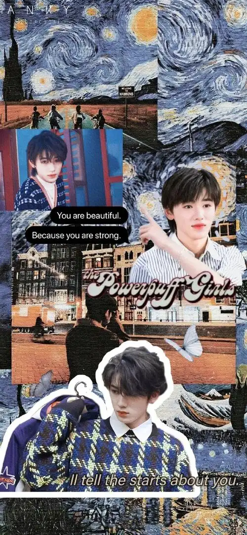 宋亚轩超话#宋亚轩 心动无限#自修//复古拼接壁纸"红橙黄粉薄荷绿  各