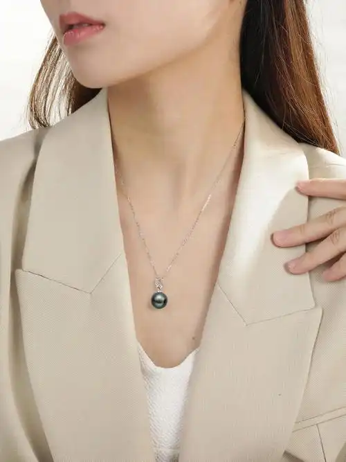 七夕礼物高颜值时光之门黑珍珠项链