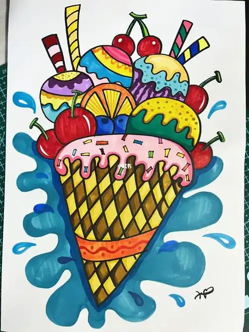 课效作品|儿童画《冰淇淋》