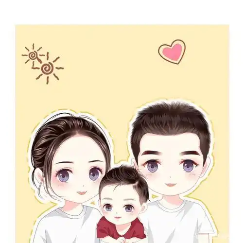 幸福家庭头像一家三口 - 小丸子卡通头像!