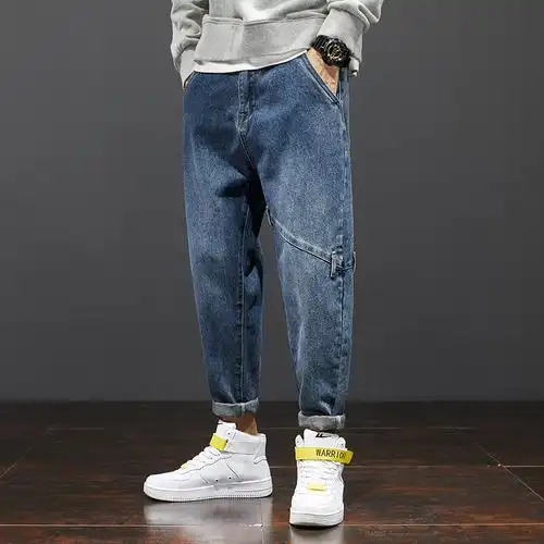 newlake牛仔裤男直筒宽松潮牌秋冬款2020胖子配马丁靴