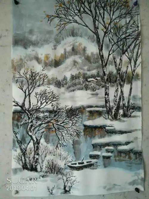 吴作成部分冰雪山水画习作,得到朋友您的关注很开心.谢谢.