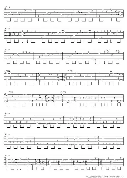 武士桑 冰雪奇缘 let it go吉他谱六线谱高清图片版指弹吉他谱