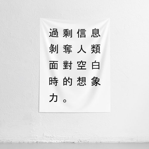 汉字文字slang黑白简约背景布 宿舍书房装饰挂布挂毯北欧纯色挂画