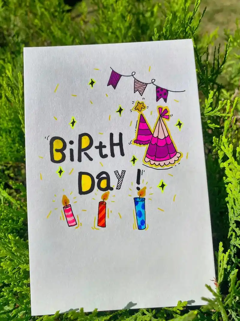 生日贺卡素材.祝你生日快乐#图文伙伴计划 生日贺卡这样画不要 - 抖音