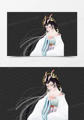 卡通手绘古风面纱美人元素