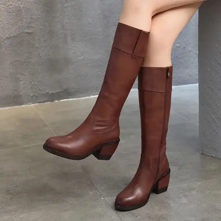 牛皮高筒靴长靴马靴皮靴女靴子春秋新款#抖音921好物节 #穿 - 抖音