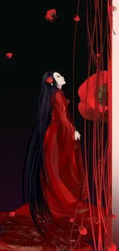 只有一个侧脸古风红衣女子头像背景纯白