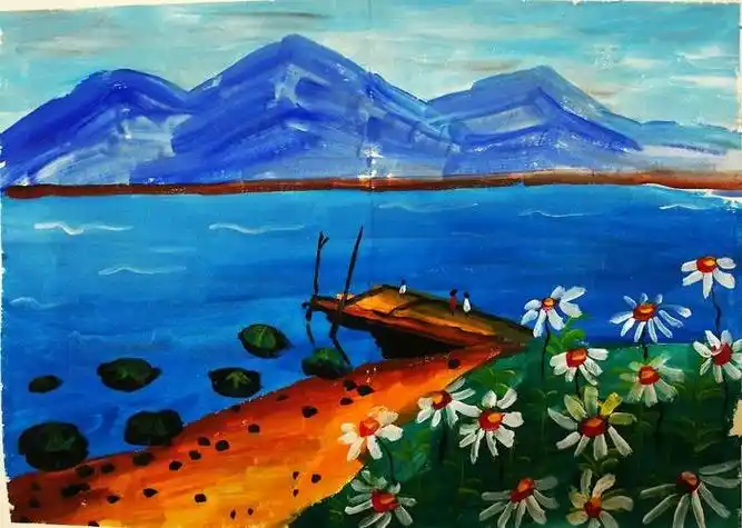 儿童画绿水青山一等奖水彩画 儿童画绿水青山一等奖水彩画视频