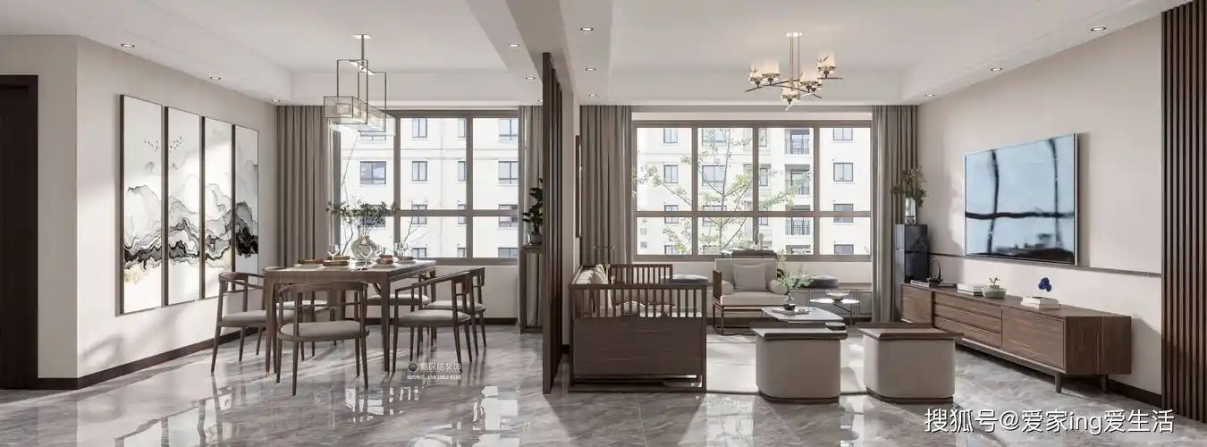 烟台装修 ▏山语城127平新中式风格装修效果图,年轻人同样喜欢的装修