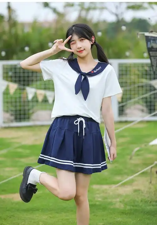 实拍2024初中高中学生校服夏季套装班服夏装园服学院风毕业演出