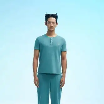 猫人miiow王俊凯同款猫人春秋季家居服男款睡衣夏天短袖长裤两件套装