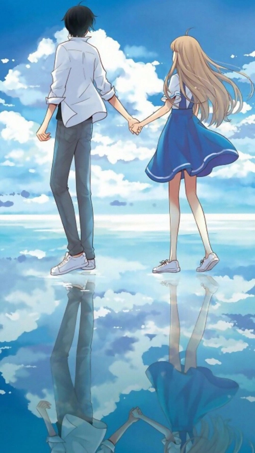 二次元唯美情侣壁纸:我许你两袖烟花,你可愿陪我颠沛流离!