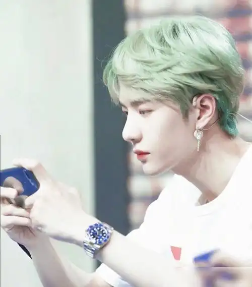 鹿晗也染过灰绿色发型,看起来呆萌又可爱!