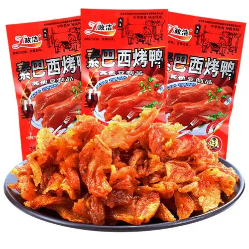 政洁巴西烤鸭辣条甜辣大豆豆制品26g30袋休闲素肉