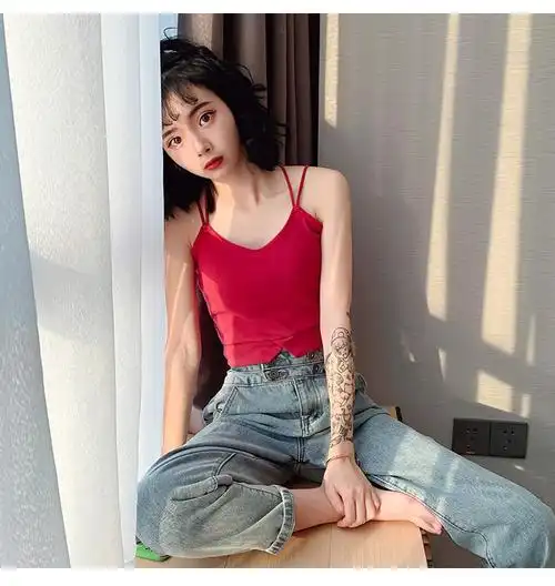 小背心女外穿泫雅风夏季韩版美背吊带女ins内搭带胸垫打底上衣