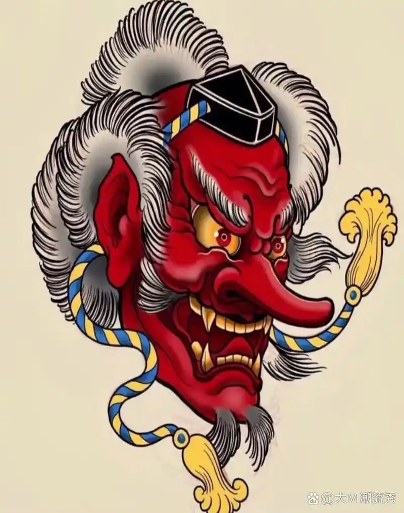 天狗纹身手稿 日式老传统小图,天狗纹身手稿