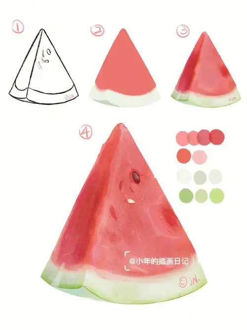插画练习浅画一片西瓜含步骤