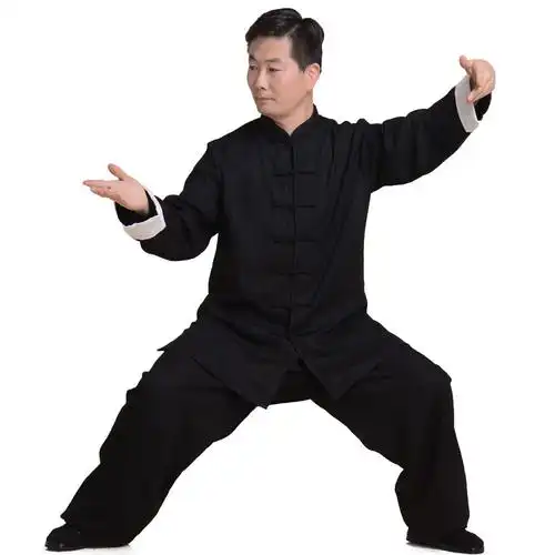 太极拳服装男亚麻纤麻练功服中国风陈家沟太极服秋冬季男武术套装