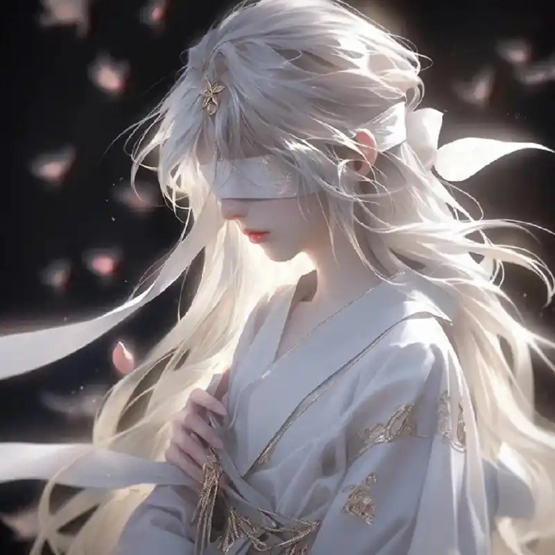 唯美古风蒙眼系列头像 #古风插画