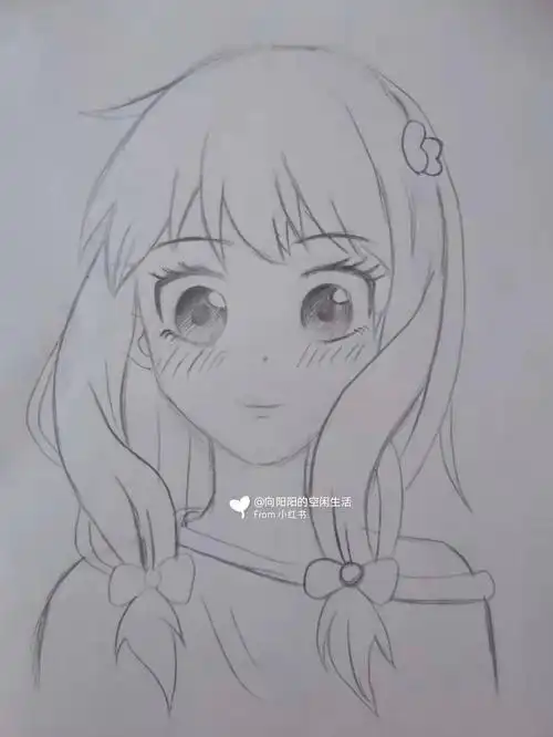 动漫女生简笔画铅笔稿