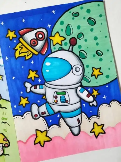 暑假第5画太空人内附绘画过程
