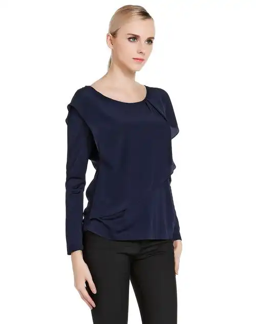 藏蓝色优雅气质长袖上衣