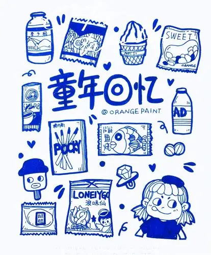 零基础手绘零食大礼包简笔画黑白涂鸦