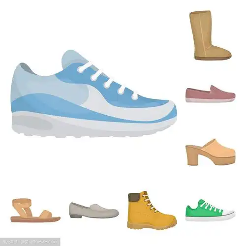 各种鞋子卡通图标在集合