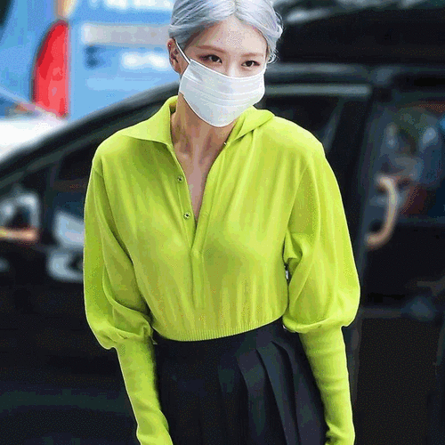 blackpinkrose朴彩英同款荧光绿卫衣女秋季气质宽松慵懒风上衣潮