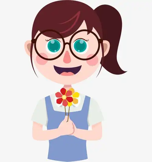 手绘卡通戴眼镜女生