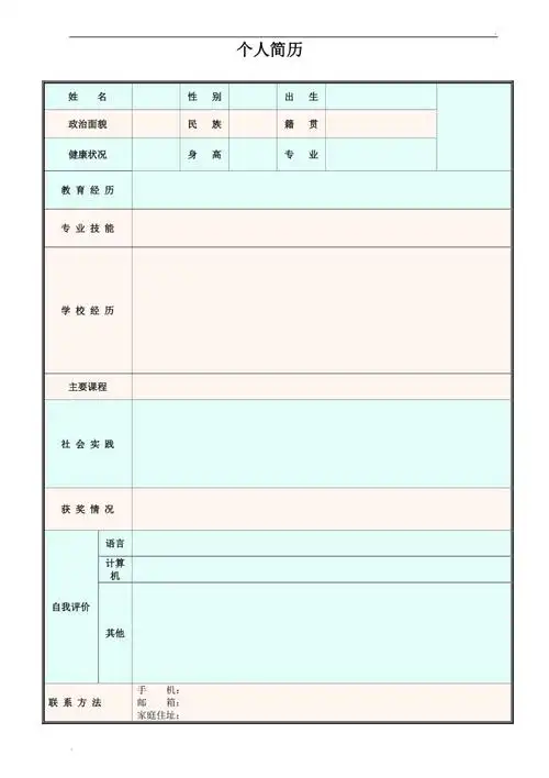个人简历模板简要版